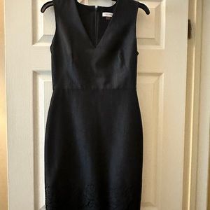 New! Calvin Klein dark denim & black floral embroidered on bottom sheath dress